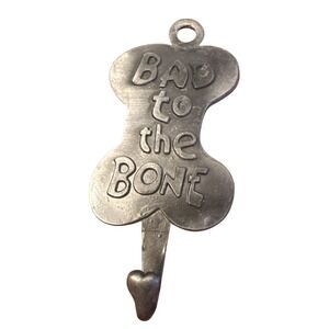 Wall Hook Dog Leash Holder OS Silver Excellent Bad to the Bone Metal